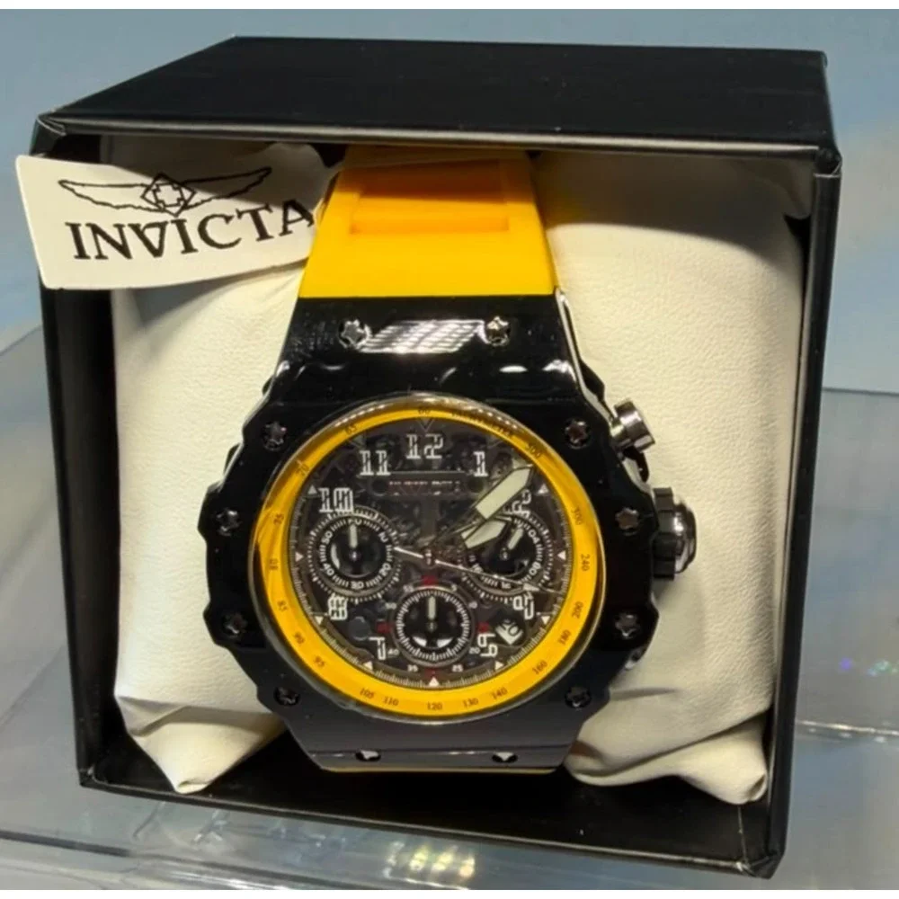 Invicta Bolt Zeus Men's Chronograph Watch Black & Yellow Silicone Strap 69670